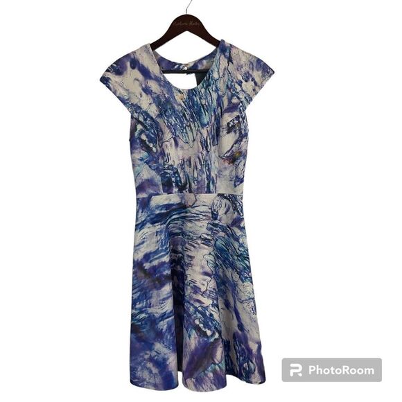Gabriela Cadena Dresses & Skirts - Gabriela Cadena Marbled Over Womens Dress Size 4 Cocktail Designer Cap Sleeve T1